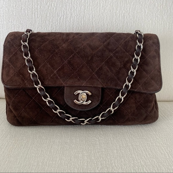 Chanel Vintage Classic Single Flap Bag Quilted Suede Medium Brown - Picture 3 of 17